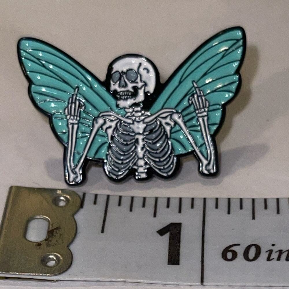 Butterfly Skeleton Middle Finger Pin Brooch